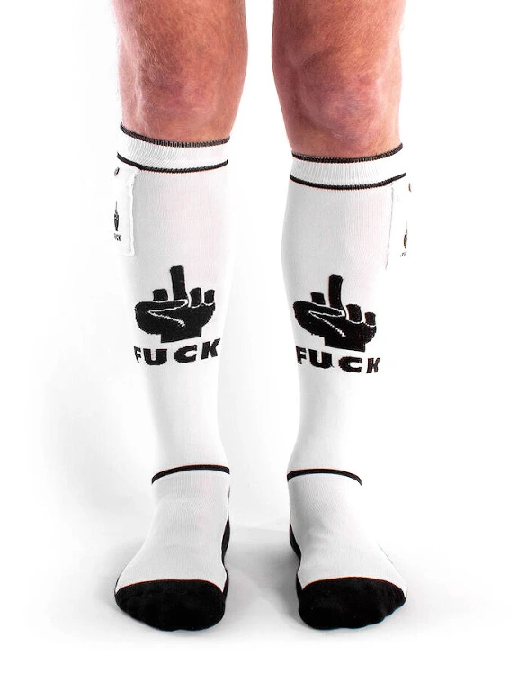 Chaussettes Brutus Fuck Party Pockets - Blanc/noir 3 Chaussettes Brutus Fuck Party Pockets - Blanc/noir