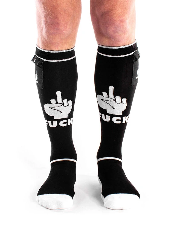 Chaussettes Brutus Fuck Party Pockets - Noir/blanc 3 Chaussettes Brutus Fuck Party Pockets - Noir/blanc