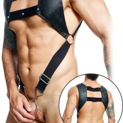 DNGEON Croptop Cockring Harness - Noir