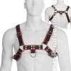 Harnais BDSM En Cuir V?ritable Noir / Rouge -Poppers Soldes harnais bdsm en cuir vritable noir rouge 0 1 7674