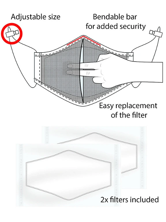 Masque Lavable Carter Avec Filtre - Noir 8 Masque Lavable Carter Avec Filtre - Noir – Image 6