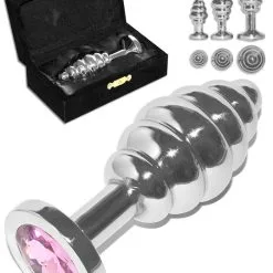 Plug Anal Rosebud Inox - Cristal Rose - Medium