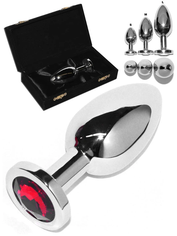 Plug Anal Rosebud Inox - Cristal Rouge - Medium 3 Plug Anal Rosebud Inox - Cristal Rouge - Medium