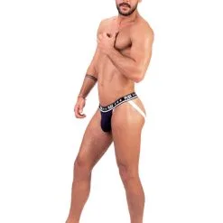 Push - Jockstrap Premium Mesh - Marine/blanc -Poppers Soldes push jockstrap premium mesh marine blanc 2 1 8975